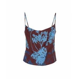 NEW THEO THE LABEL women's hydra printed cowl neck camisole top in koffee/blue